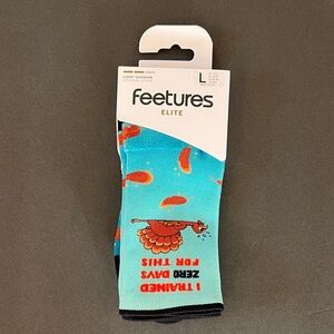 Feetures Thanksgiving Christmas Sock Elite Light Cushion Athletic Socks Blue NWT